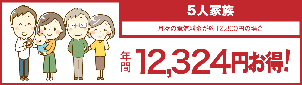 5人家族 年間12,324円お得！