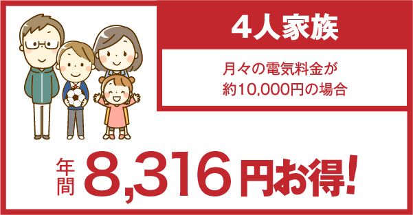 4人家族 年間8,316円お得！